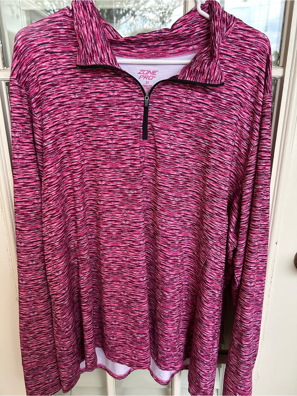 Zone Pro Women's Pink Space-Dye Quarter Zip Pullover